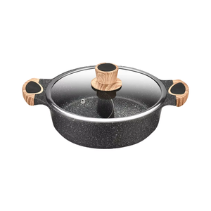 מרק שני תאים סיר חם <span class=keywords><strong>2</strong></span> מטפל אלומיניום ללא מקל שני סיר מרק טעם עם מכסה זכוכית - Product Image 1