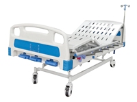 Lit médical manuel 3 fonctions économique MT avec têtes et pieds de lit en ABS et 4 barrières de sécurité