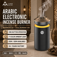Brûleur à Bakhoor électrique, brûleur d'encens arabe avec couvercle en métal, double mode de combustion, couvercle magnétique, lumière 7 couleurs pour salle de prière