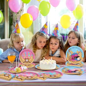 Vaisselle de fête sur le thème du baseball et de la crème glacée : Assiettes et serviettes bleues et roses pour anniversaire, camping, baby shower - Product Image 4