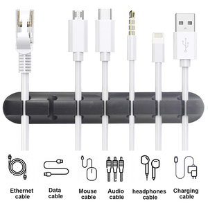 Ensemble de rangement de câbles de bureau Data Winder, organisateur de câbles USB en silicone, support de gestion de câbles, clips de fixation - Product Image 3