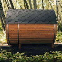 Tonneau de cèdre au design moderne pour 6 personnes, sauna extérieur, villa, bois de pruche traité thermiquement avec fonction de vapeur humide pour un usage médical