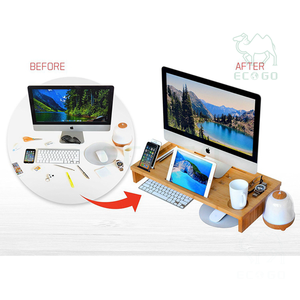 ขาตั้งมอนิเตอร์ไม้ไผ่แบบตั้งพร้อมที่เก็บของสำหรับสำนักงาน - Product Image 3