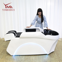 Fauteuil de spa électrique blanc pour soins capillaires, lit de lavage et de massage commercial pour salon de coiffure professionnel