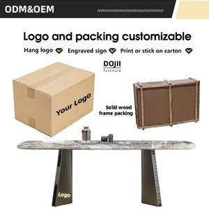 Marmeren keukentafelset voor 4/6 personen met stoelen |   8/10-persoons klassieke eettafel met roestvrijstalen frame in Franse stijl - Product Image 4