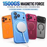 Étui magnétique fin pour iPhone 18 Pro Max 17E 16 15 Plus avec film de protection d'objectif HD transparent, aimant 1500GS, coque hybride TPU PC mate antidérapante