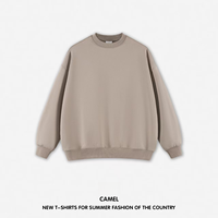 Sweat-shirt surdimensionné à col rond pour homme, coupe ample, 100% coton, manches longues, avec logo personnalisé, motif uni d'hiver
