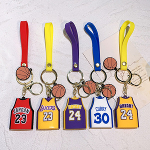Accessoires de porte-clés : Porte-clés en gel de silicone style américain avec logos des équipes Kobe et James pour voiture, sac d'école, pendentif - Product Image 5
