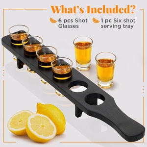 HOMEX | Plateau de service en bois pour verres à liqueur, support en bois pour verres à liqueur Tequila pour <span class=keywords><strong>restaurant</strong></span> sans verres - Product Image 3