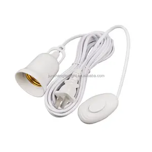 Enchufe plano europeo 2 pines AC 250V <span class=keywords><strong>E27</strong></span> Cable de enchufe de lámpara para iluminación Cable de extensión DIY para interruptor de botón de encendido y apagado de luz de techo - Product Image 1