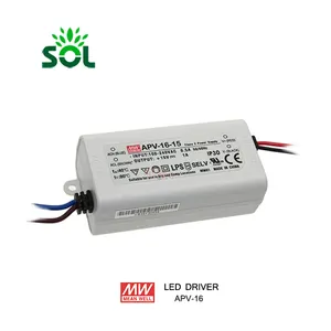 Meanwell APV-16-15 sabit voltaj tamamen izole plastik kasa 16W 15V LED sürücü