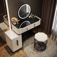 Table de maquillage de luxe élégante avec tiroirs et miroir, meuble de coiffeuse en gros