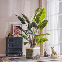 Grand arbre artificiel bionique en plastique vert pour intérieur/extérieur, ornement végétal simulé à feuilles larges, Philodendron artificiel de haute qualité, résistant aux UV