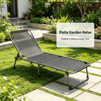 Chaise longue extra large en métal rembourrée Oxford, inclinable et réglable, pour extérieur, plage, camping, piscine, bureau, sieste, lit de jour, usage hôtelier