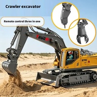 Excavatrice RC 3-en-1 en alliage 680 °   Camion de chantier télécommandé sans fil 2,4 GHz avec godet de terrassement pour enfants de 6 ans et plus