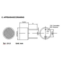 Capteur ultrasonique 25 kHz de type ouvert 16 mm pour voiture, détecteur de sons pour répulsif anti-rats, anti-chiens et petits insectes (1625 capteurs)