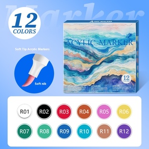 Juego de Marcadores Acrílicos de Alta Cobertura, 12 Colores, Rotuladores a Base de Agua para Múltiples Superficies, Uso Escolar, Manualidades y Arte - Product Image 6
