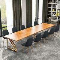 Bureau créatif nordique en bois massif, établi simple et grand personnel, table et chaise de négociation à longue barre pour employés