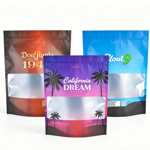 Bolsa Mylar a Prueba de Olores y Resistente a Niños, Impresa Personalizada Premium, Acabado Mate, Bolsa de Embalaje Reutilizable para Gomitas - Product Image 1