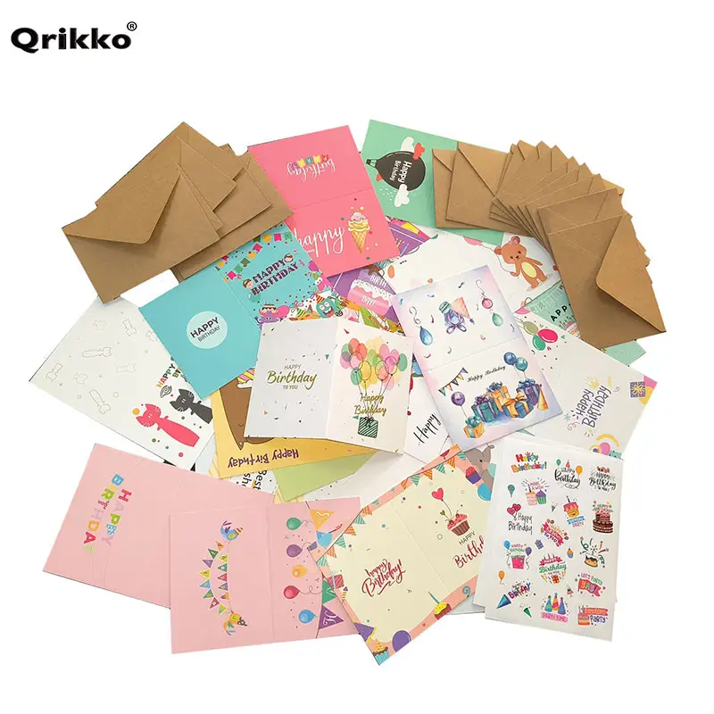 Neues Design Alles Gute zum Geburtstag Grußkarten Benutzer definierte Druckpapier Leere Grußkarten mit Umschlag Bulk Pack