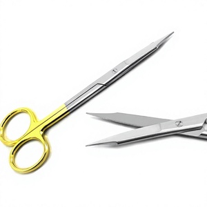 Ciseaux dentaires Goldman Fox droits TC 13 cm en acier inoxydable, instruments chirurgicaux manuels certifiés CE pour usage hospitalier, anneaux dorés - Product Image 1