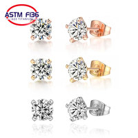 Boucles d'oreilles unisexes pour le bureau/le travail, bijoux de piercing en titane ASTM F136 G23 plaqué or, clous à clip avec zircon coloré et motif papillon