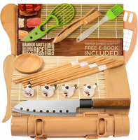 Ensemble de 20 pièces pour la fabrication de sushis-Kit pour débutants et pros avec couteau, 2 tapis, bazooka à riz et assiette à tremper