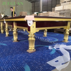Table de billard JUEGUAN 12 pieds à prix abordable avec poches en cuir et rails en bois massif, <span class=keywords><strong>coussin</strong></span> en ardoise de qualité A, en vente - Product Image 5