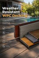 Planche de terrasse composite WPC à trois couches, faible entretien, emboîtable, étanche, antidérapante, moderne, carrée et lisse