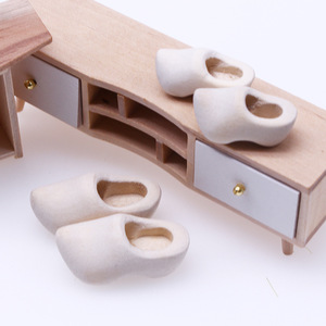 Doll House <strong>Klomp</strong> Key Chain Pure Handmade Wooden Clogs Miniature Scene Match Model Accessories Blank Wooden Shoes - Product Image 2