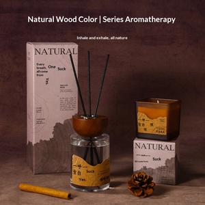 Bougie parfumée et diffuseur à bâtonnets de la série Wood Natural, huile essentielle végétale naturelle, parfum d'ambiance longue durée pour chambre et maison, luxe - Product Image 2