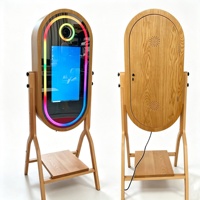Photomaton miroir avec écran tactile lumineux RGB, coque en bois, appareil photo reflex numérique, pour location de matériel de mariage, fête ou événement