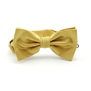 金色领结男士批发男士领结电影节礼品套装可调实心预系100% 丝缎编织高级金色领结