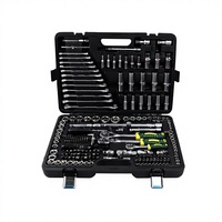 Ensemble d'outils mécaniques robustes en acier au carbone traité thermiquement OEM 218 pièces pour la réparation automobile et l'utilisation en garage