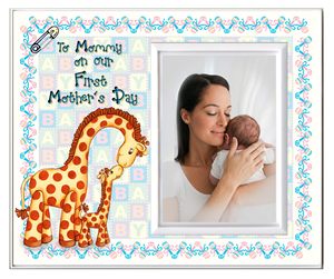 Cadre photo pour bébé et maman, cadre souvenir pour la première fête des mères avec motif <span class=keywords><strong>girafe</strong></span> pour cadeaux <span class=keywords><strong>de</strong></span> naissance - Product Image 1