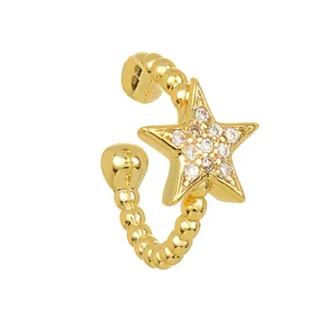 Gemnel 925 sterling silver jewelry beads ear diamond cuff gold star earring 2024