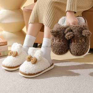 Vente Directe Hiver Coton Léger et Doux avec Nœud en Dentelle pour Chaussons d'Intérieur, Logo Brodé, Antidérapant, Vente Chaude Usine - Product Image 5