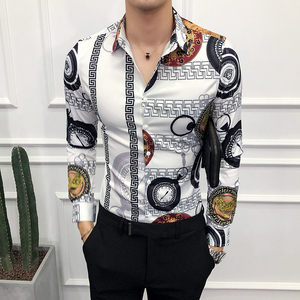 Camisa de manga larga de poliéster con impresión Digital de alta calidad, Camisa Social Masculina delgada para hombre, camisa con botones de manga larga - Product Image 5