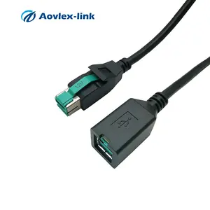 POS sistemi için 12V Powered USB uzatma kablosu erkek kadın kalıplı kablo