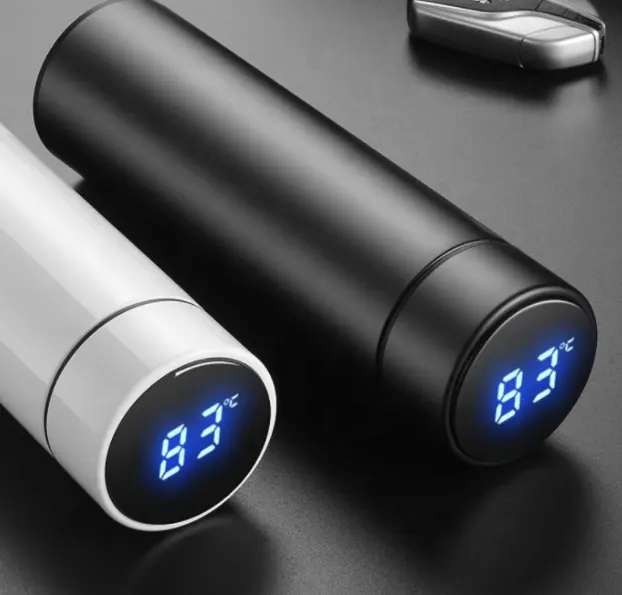 Hot 500ml stainless steel double wall life vacuum cup with touch screen lid temperature display led smart water bottle