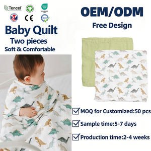 Coperta per Neonati in Bambù Lavorato a Maglia di Qualità, Logo Personalizzabile Disponibile per Bambini <span class=keywords><strong>e</strong></span> Bambine, <span class=keywords><strong>Set</strong></span> di Due Pezzi - Product Image 1