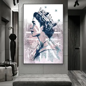 Street Graffiti Art Queen Elizabeth dipinti su tela Poster e stampe Wall Art Picture for Living Room Home Decoration Cuadros