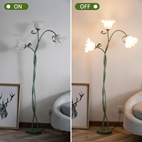 Moderne Creme DIY LED Blumen-Stehlampe im Französischen Landhausstil Vintage-Design für Wohnzimmer Sofa Schlafzimmer Nachttisch Warme Heimdekoration