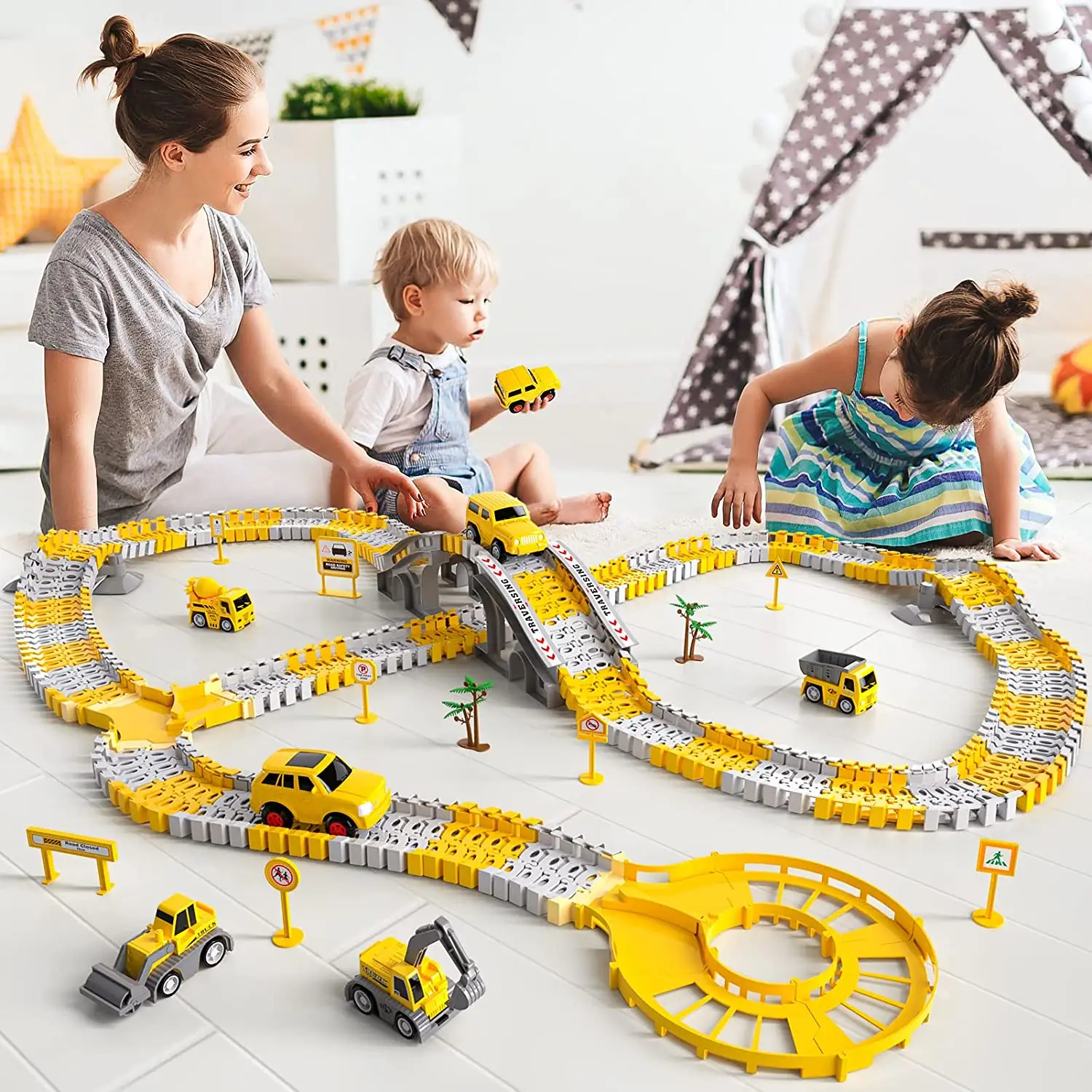 Custom Hight Quality Train Track Railway Car Child Battery Powered Engine Slot Figure Construction Race Track Toys