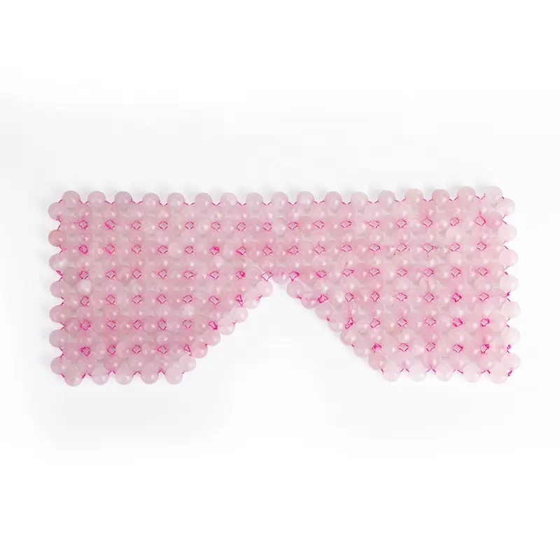 Masque pour les yeux en quartz réutilisable avec perles de pierre Masque pour les yeux en quartz rose personnalisé avec logo