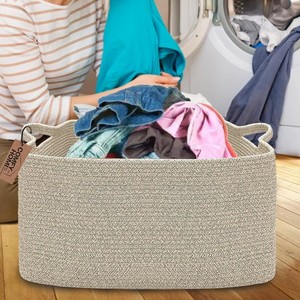 Panier de rangement <span class=keywords><strong>rectangulaire</strong></span> en corde de coton, directement de l'usine, pour la buanderie, les vêtements sales et les articles divers - Product Image 4