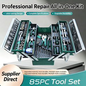 85PCS Industrial CR-V Mechanics Tool Set with Hard Case 1/4" 3/8" Drive Ratchet Socket Wrench Kit for Auto Repair