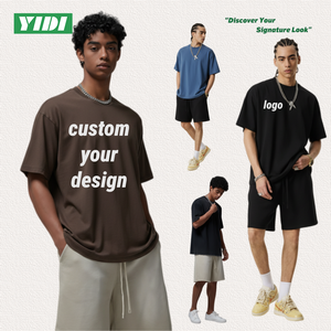 YIDI 100% Premium algodón de grapa larga transpirable y cómoda Camiseta de cuello redondo para hombres 240GSM camiseta de moda para hombres de peso pesado - Product Image 1