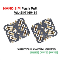 Connecteur de carte Nano SIM WECONN WL-SIM149-14 6PIN+1 H=0.50mm Push-Pull avec interrupteur de détection, certifié ISO 9001/IATF 16949