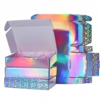 Boîte d'expédition en carton ondulé avec logo personnalisé, impression laser holographique, impression couleur intégrale, emballage cadeau pour cosmétiques et vêtements